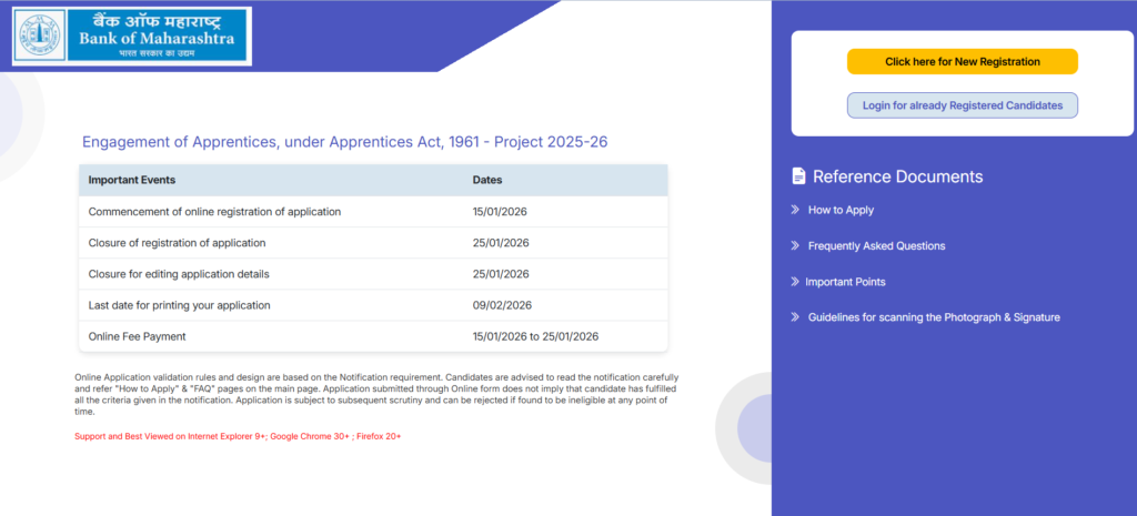 Bank of Maharashtra Apprentice Vacancy 2026