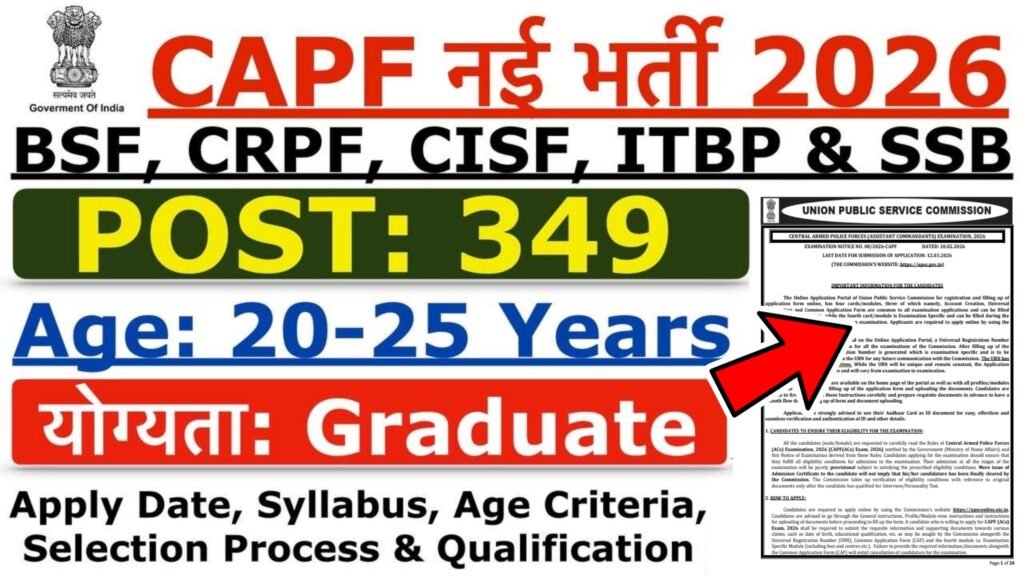 UPSC CAPF Notification 2026