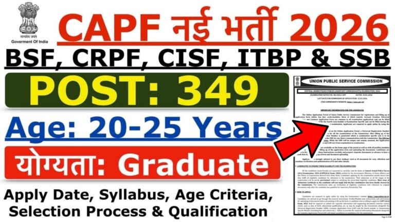 UPSC CAPF Notification 2026